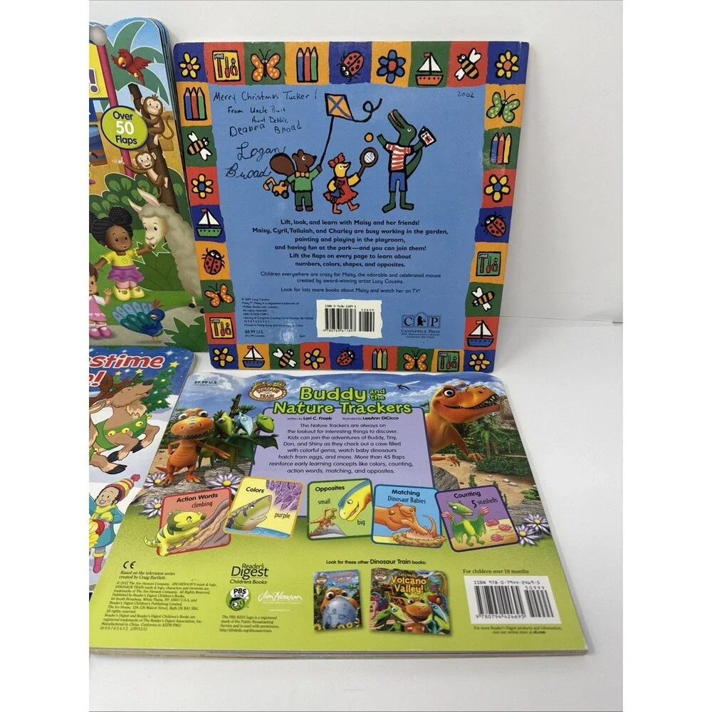 LOT 6 Lift the Flap Board Books Fisher Price Little People Dinosaur Train Maisy'